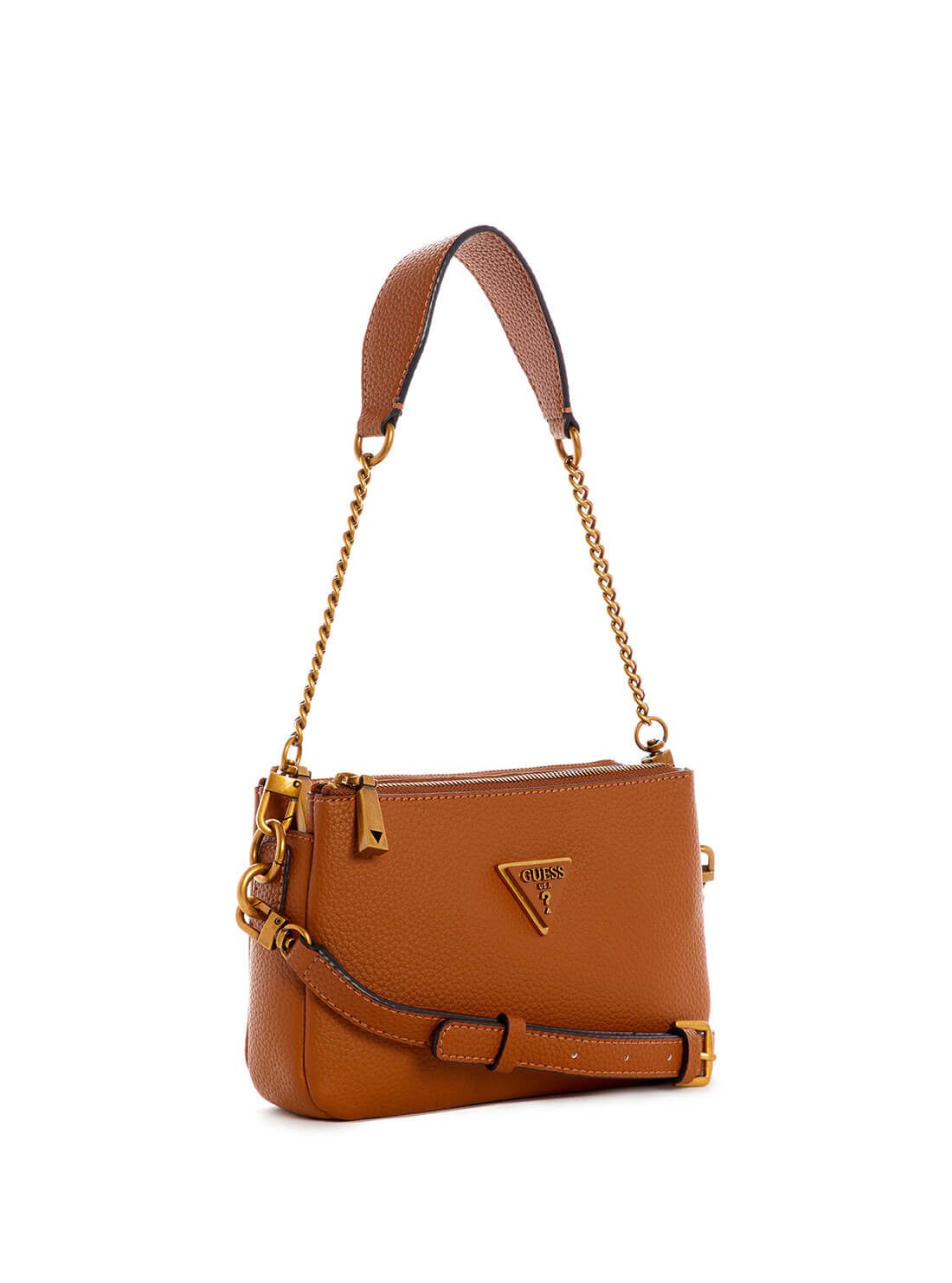 GUESS Womens Cognac Brown Downtown Chic Shoulder Bag VB838518  Side View