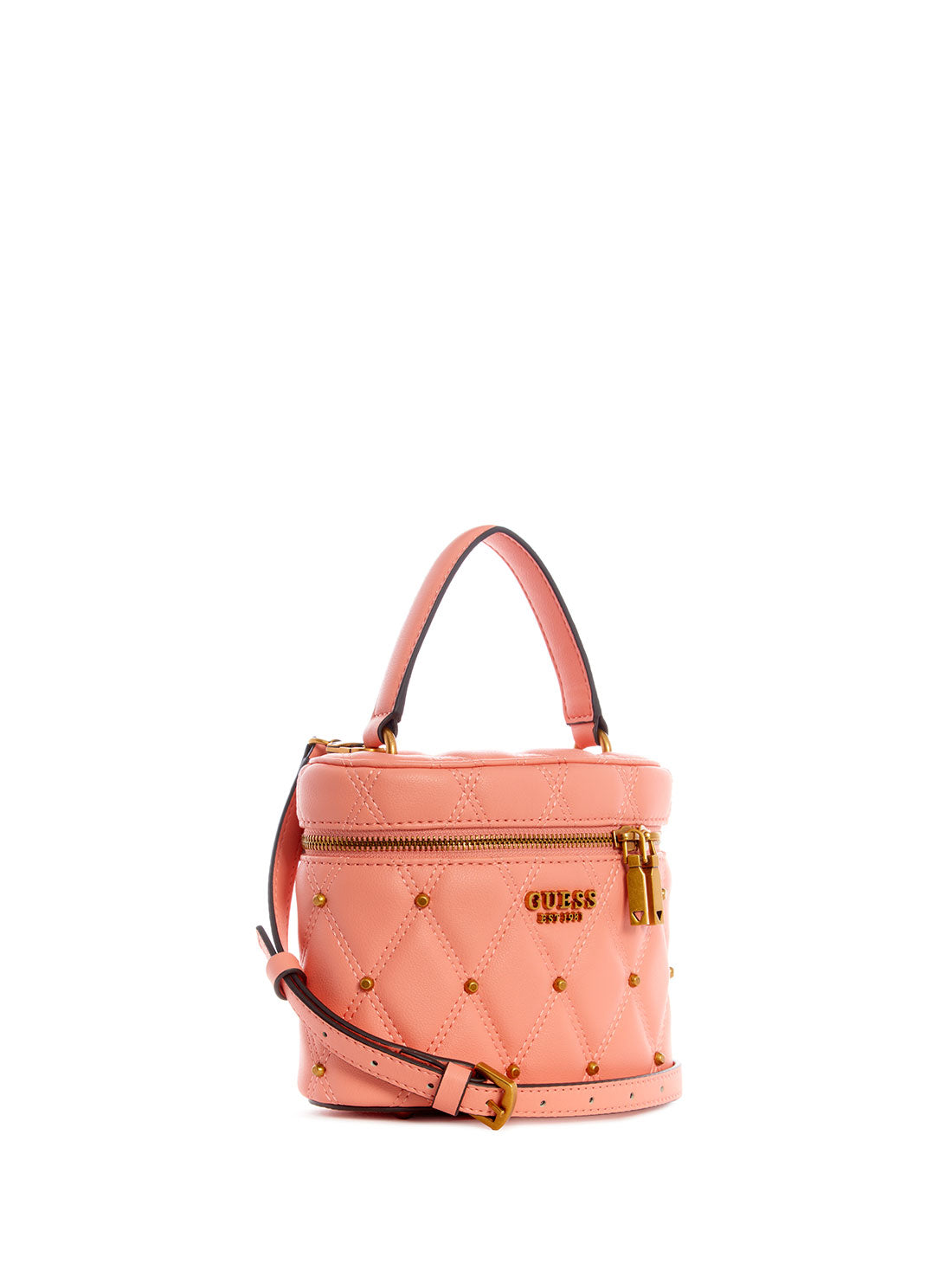 GUESS Womens Orange Triana Cannister Crossbody Bag QS855377 Front Side View