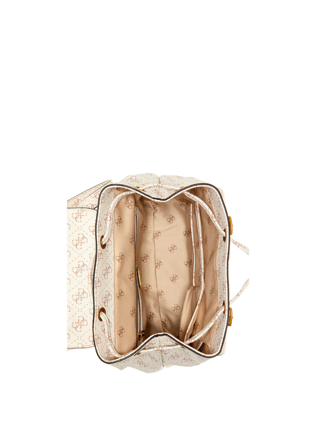 GUESS Womens Cream Multi No Limit Logo Backpack SB848632 Inside View