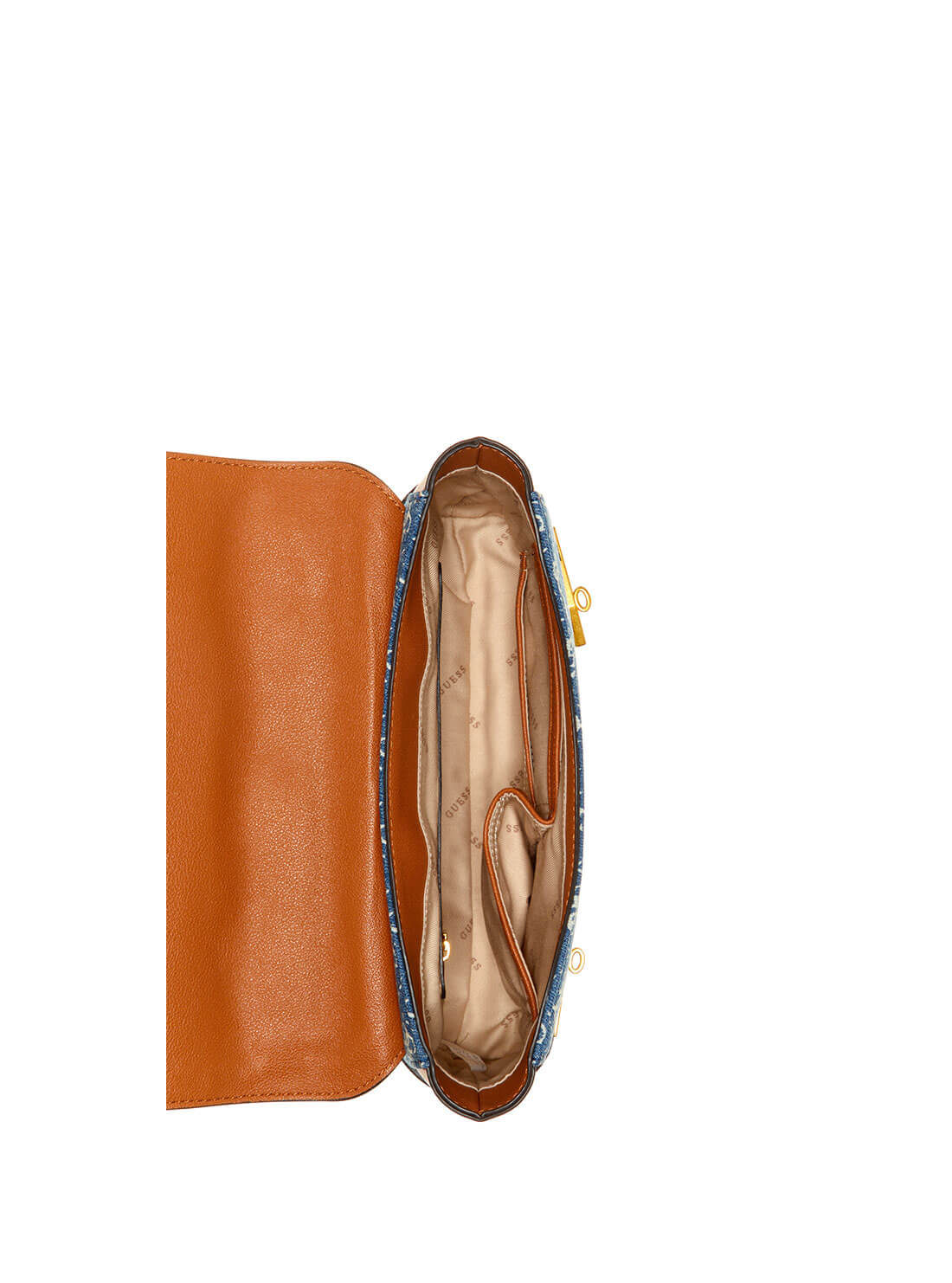 GUESS Women's Print Denim Logo Zadie Convertible Crossbody Bag DA839619 Inside View