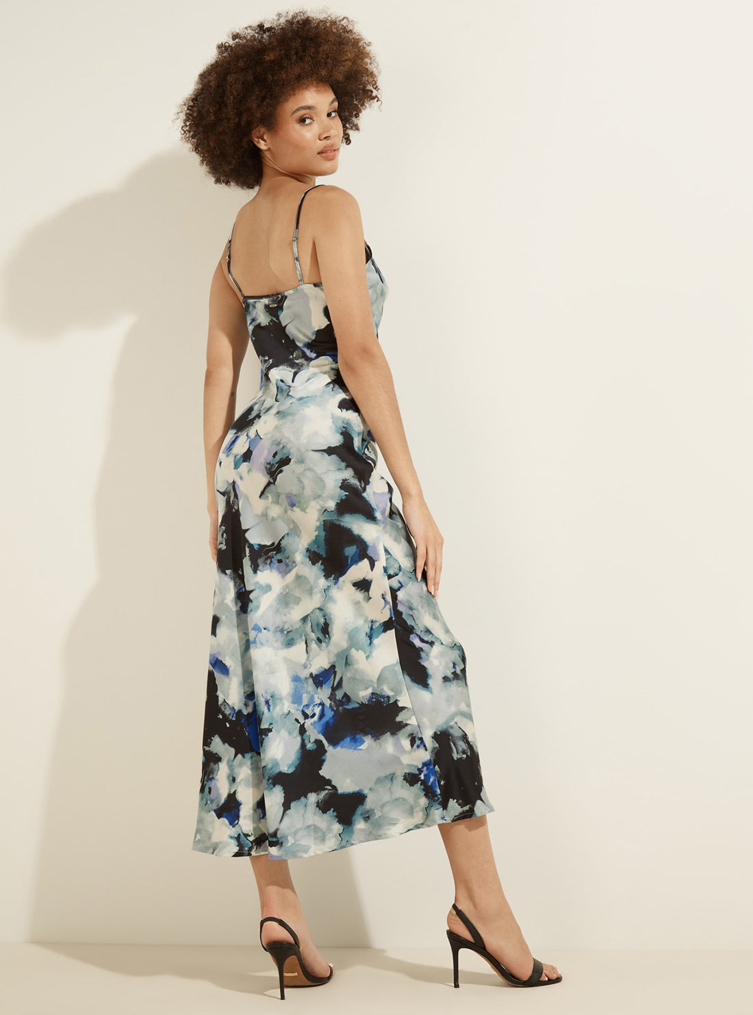 GUESS Womens Eco Blue Multi Akilina Midi Dress W2RK14WD8G2 Back View