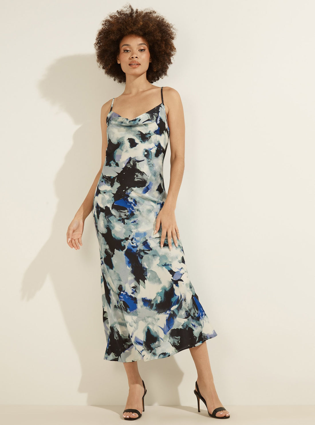 GUESS Womens Eco Blue Multi Akilina Midi Dress W2RK14WD8G2 Full View