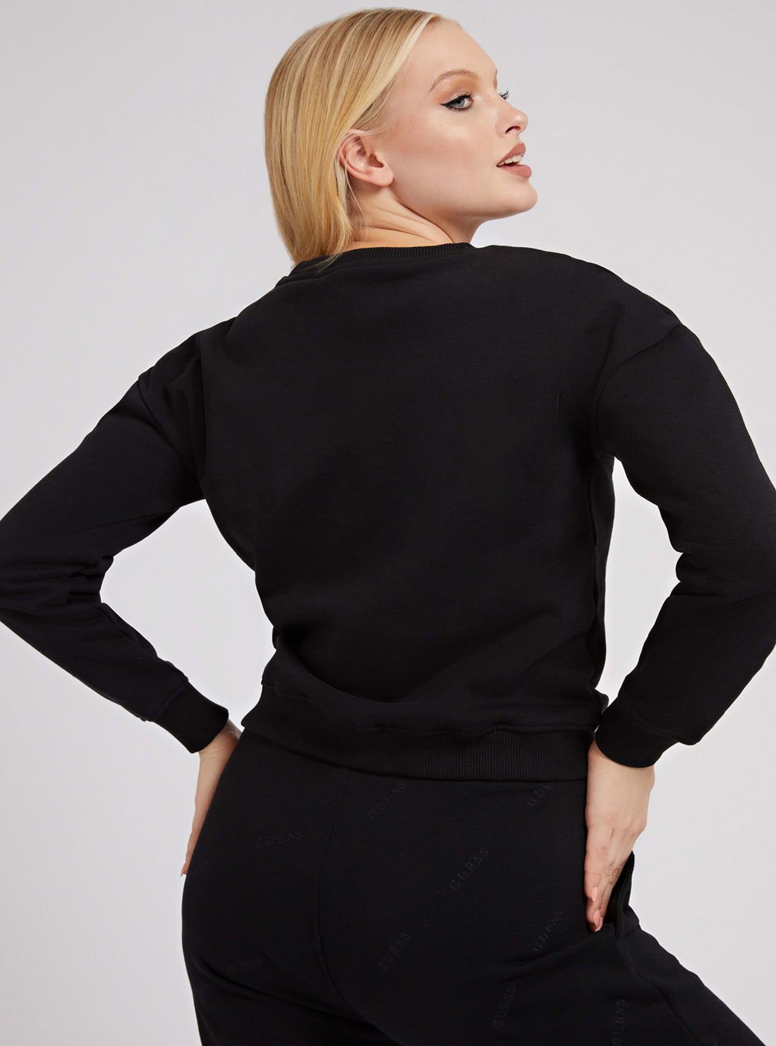 GUESS Womens  Eco Black Alene Active Jumper  V2RQ16K9V31 Back View
