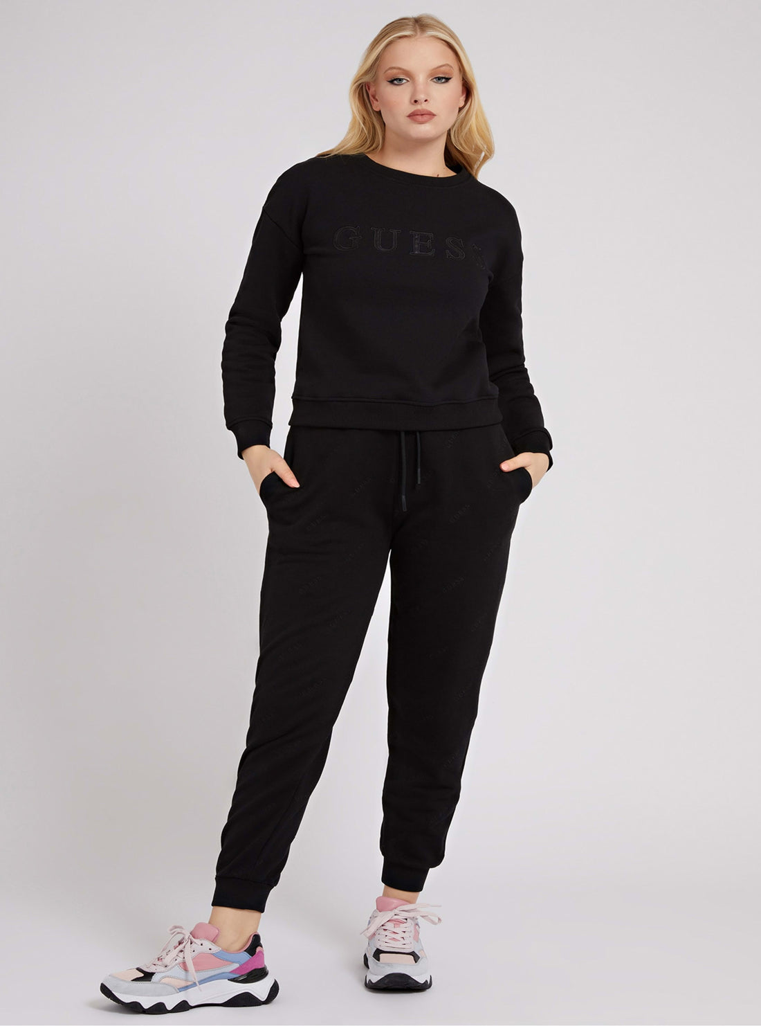 GUESS Womens  Eco Black Alene Active Jumper  V2RQ16K9V31 Full View