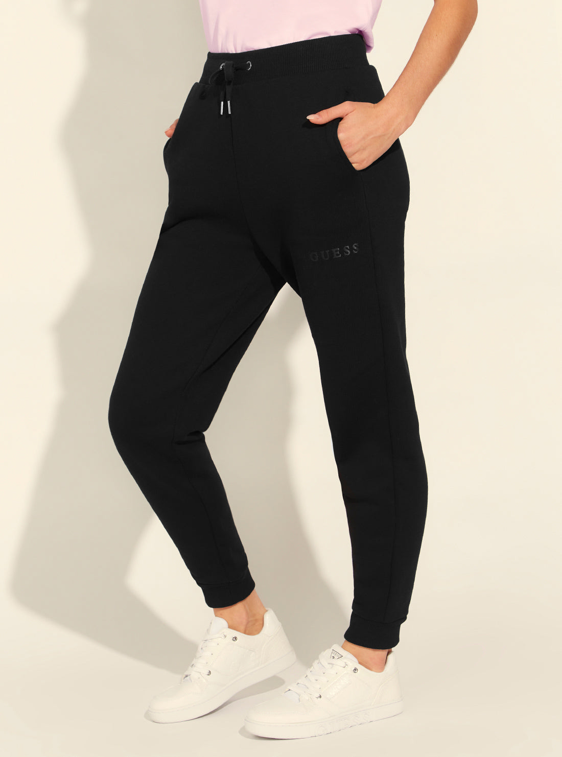 GUESS Womens  Eco Black Alene Active Trackpants V2RB23K9V31 Side View