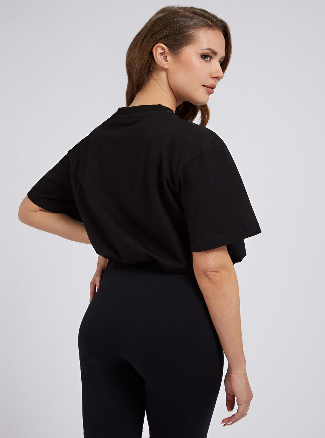 GUESS Womens  Eco Black Essie Logo Active T-Shirt V2RI02I3Z11 Back View
