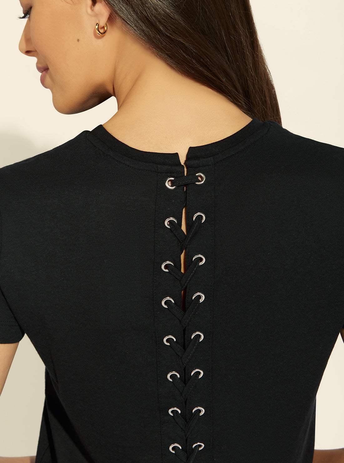 GUESS Womens Eco Black Graphic Janette T-Shirt W2GI00K9SN1 Back Detail View