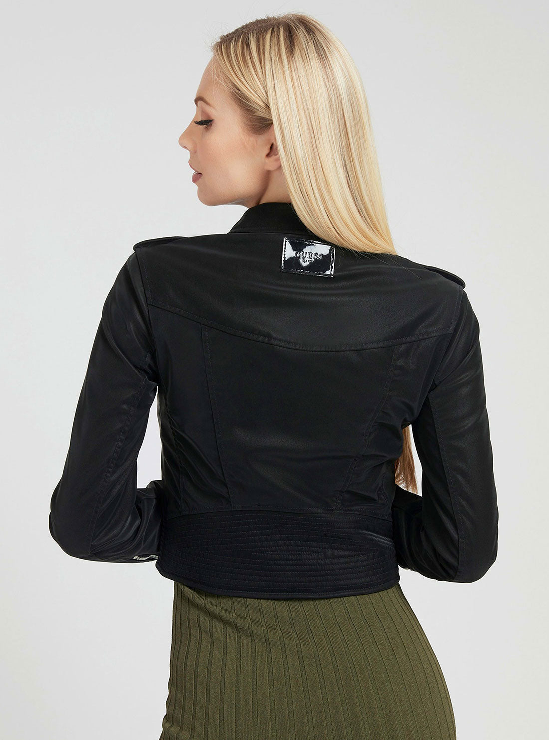 GUESS Womens Eco Black New Khloe Jacket W1RL99WDOC0 Back View