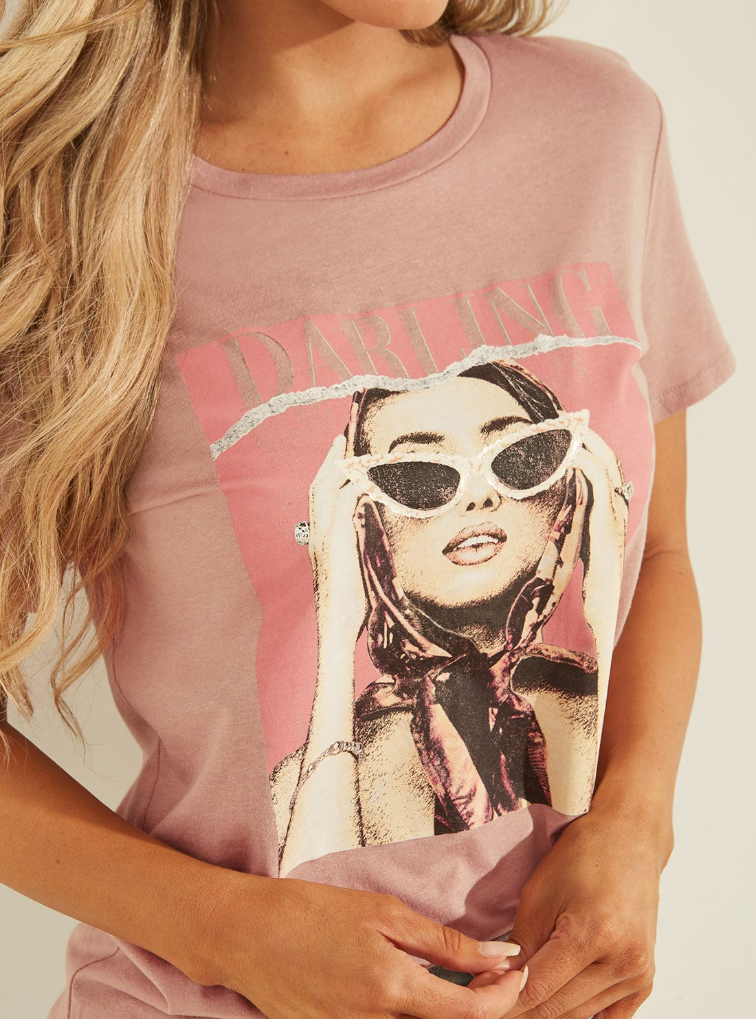 GUESS Womens Eco Pink Darling Easy T-Shirt W2GI27K9SN1 Detail View