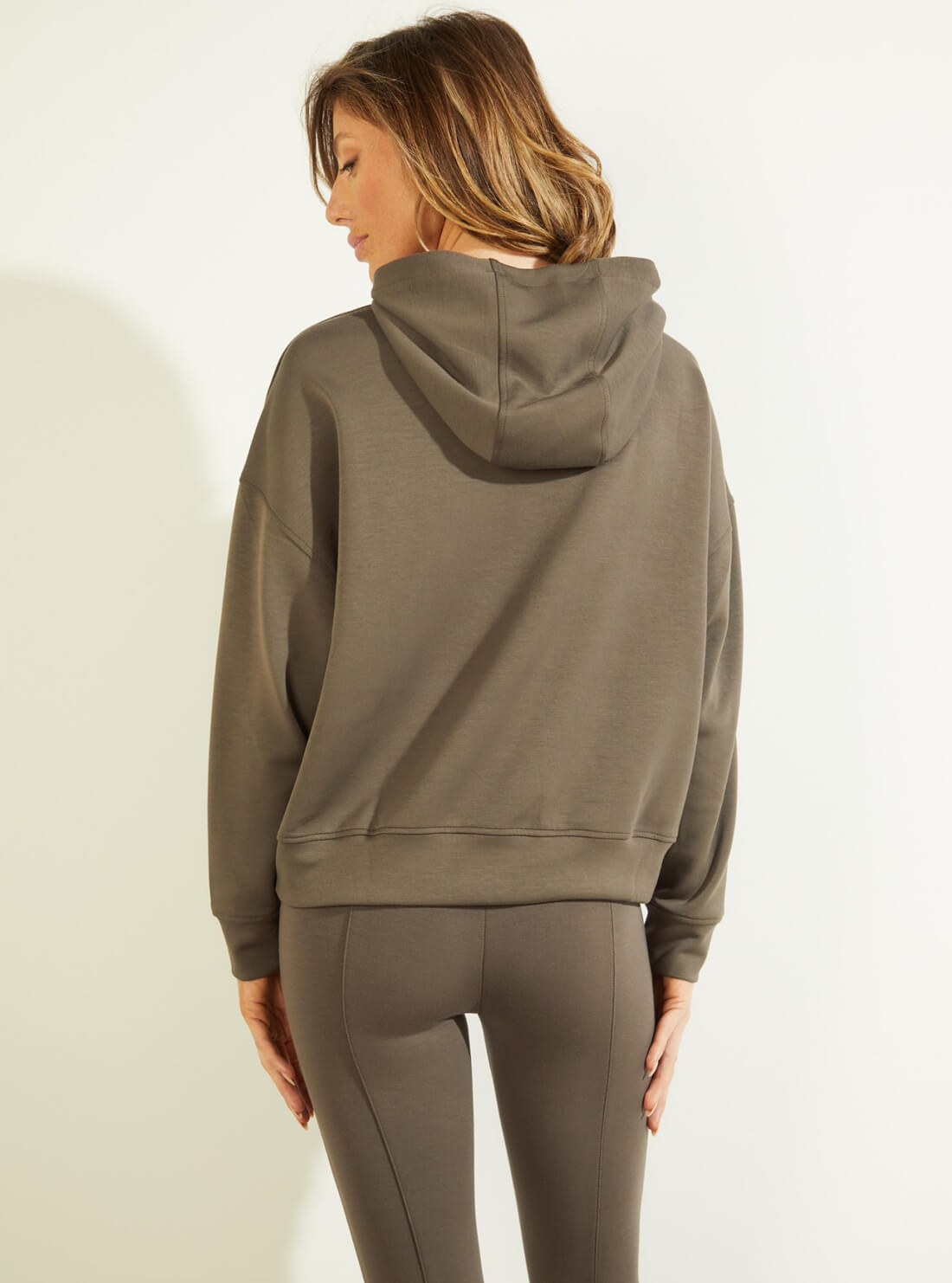 GUESS Womens  Eco Brown Christi Active Hoodie Jumper  V2RQ09KL002  Back View