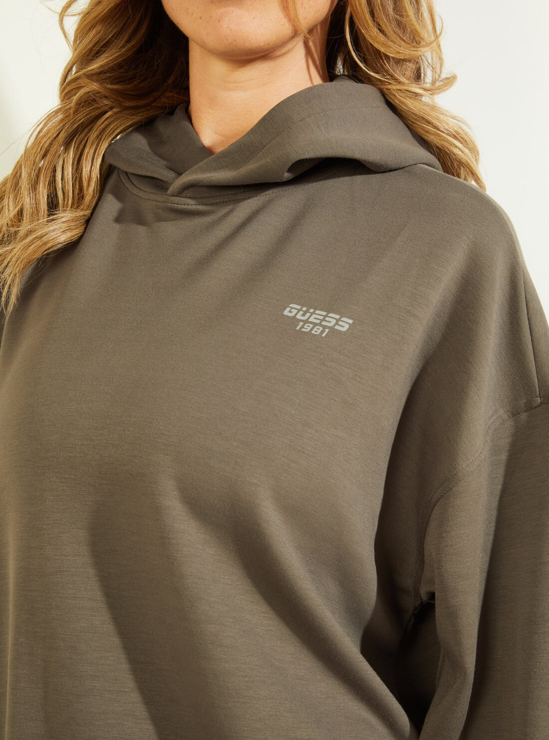 GUESS Womens  Eco Brown Christi Active Hoodie Jumper  V2RQ09KL002  Detail View