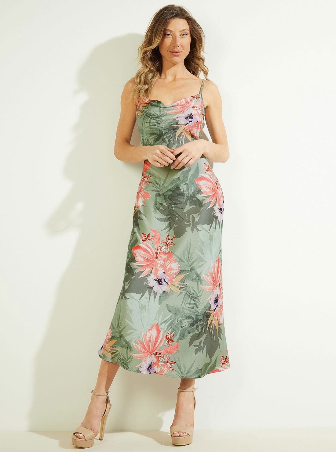  GUESS Womens Floral Akilina Slip Midi Dress W2GK42WD8G2 Full View
