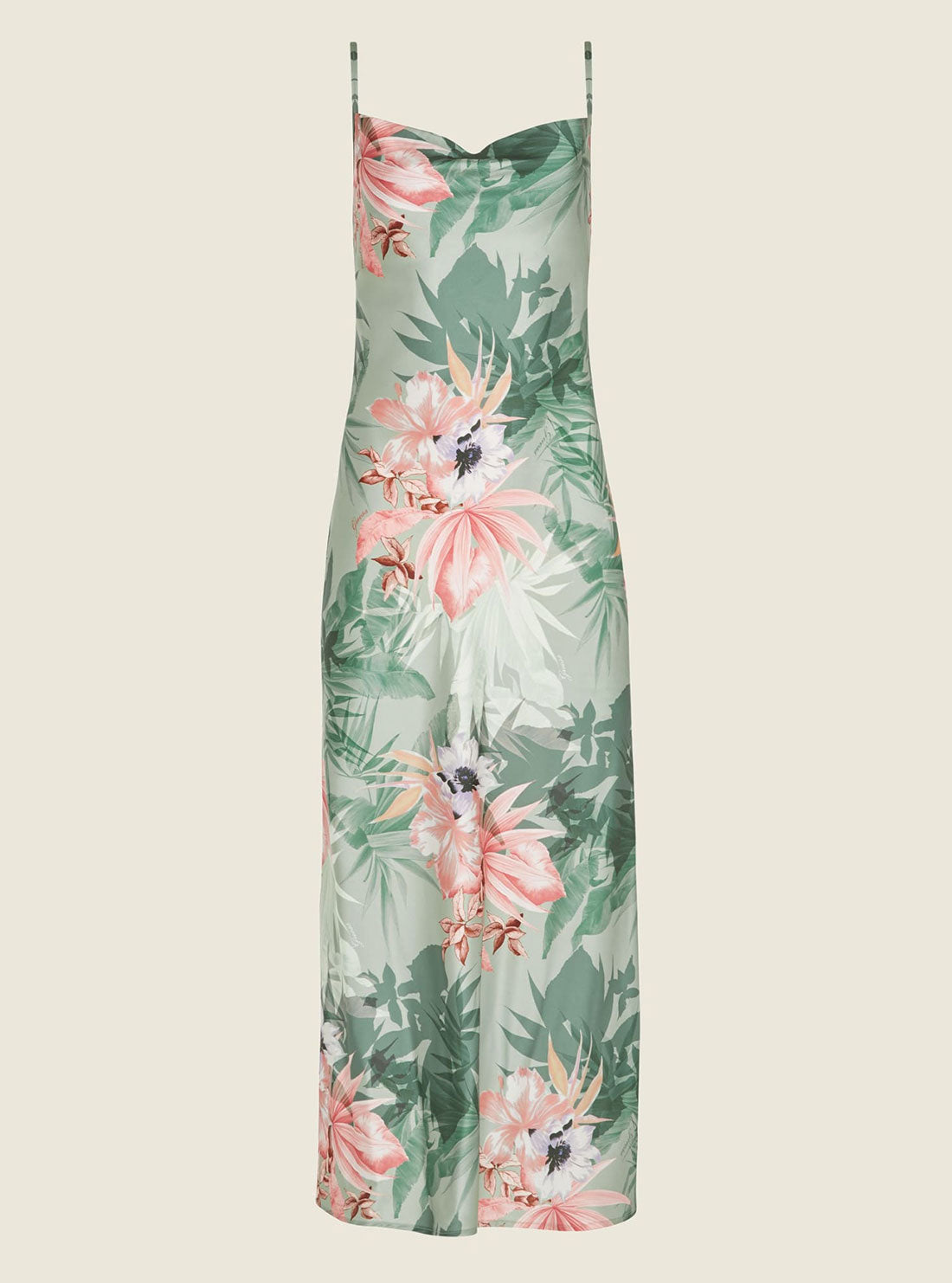  GUESS Womens Floral Akilina Slip Midi Dress W2GK42WD8G2 Ghost Front View