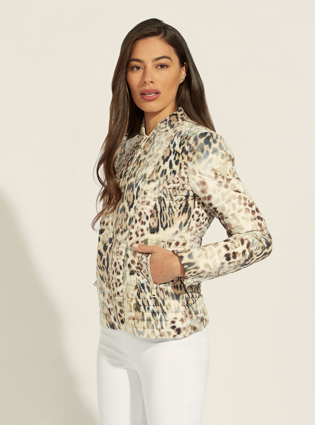 GUESS Womens Eco Jaguar Print Vera Jacket W2GL52WCOG0 Side View