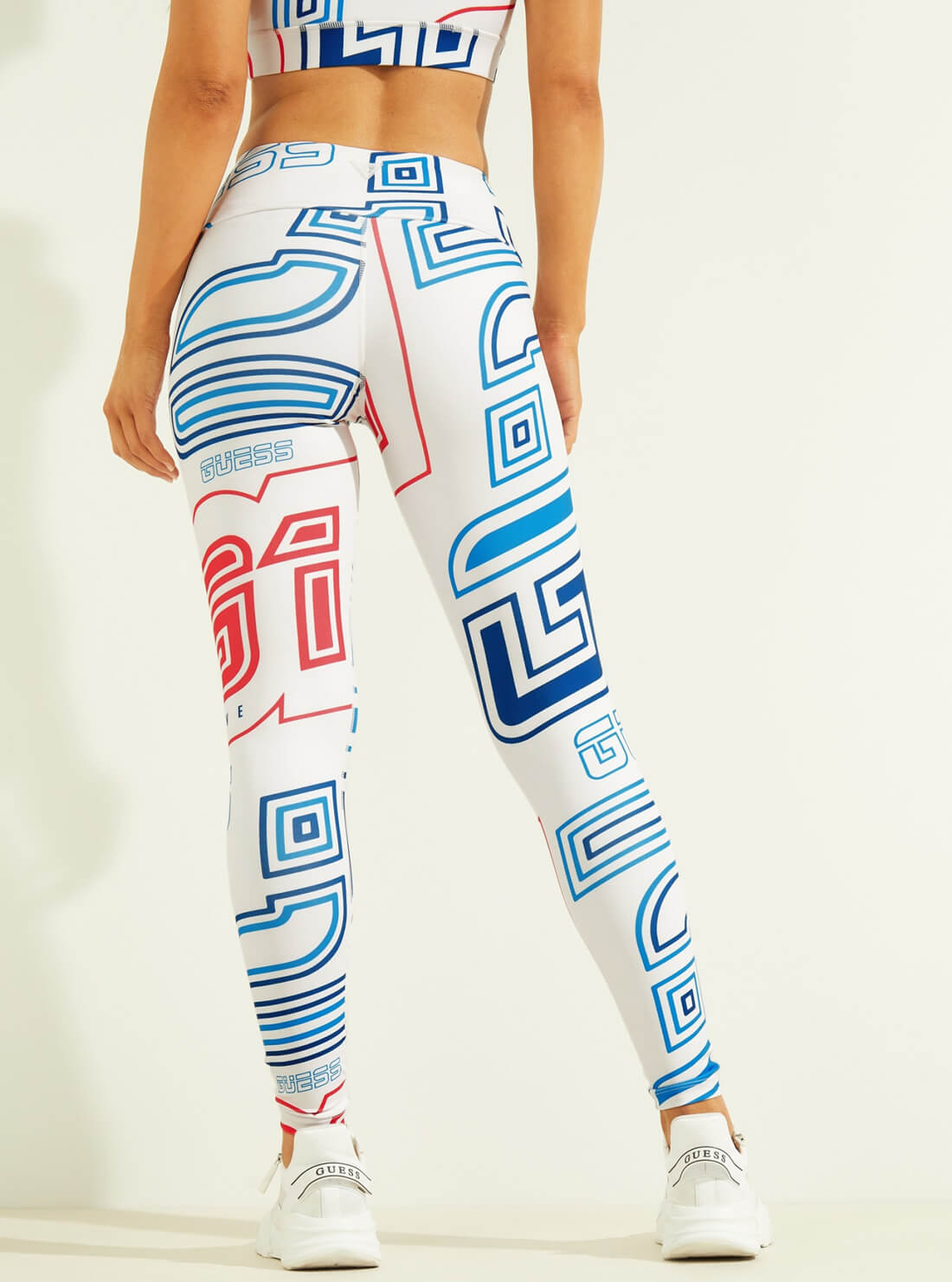GUESS Womens  Eco Blue Red Multi Agatha Active Leggings V2RB27MC03W Back View