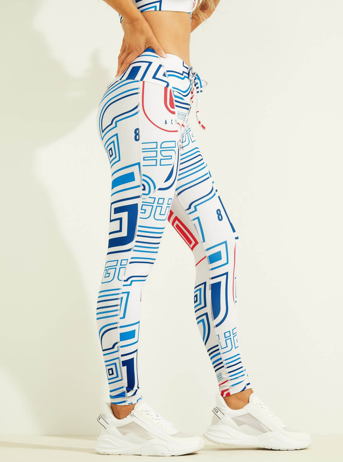 GUESS Womens  Eco Blue Red Multi Agatha Active Leggings V2RB27MC03W Side View