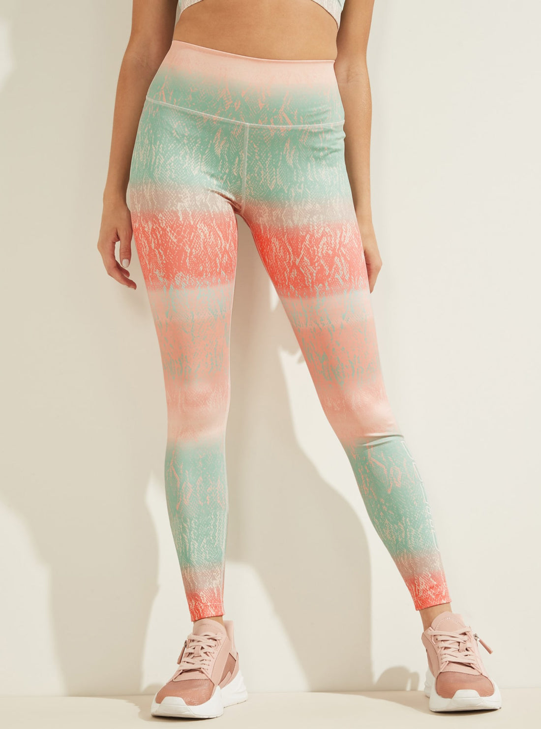 GUESS Womens  Eco Multi Python Corrine Active Leggings V2RB20MC049 Front View