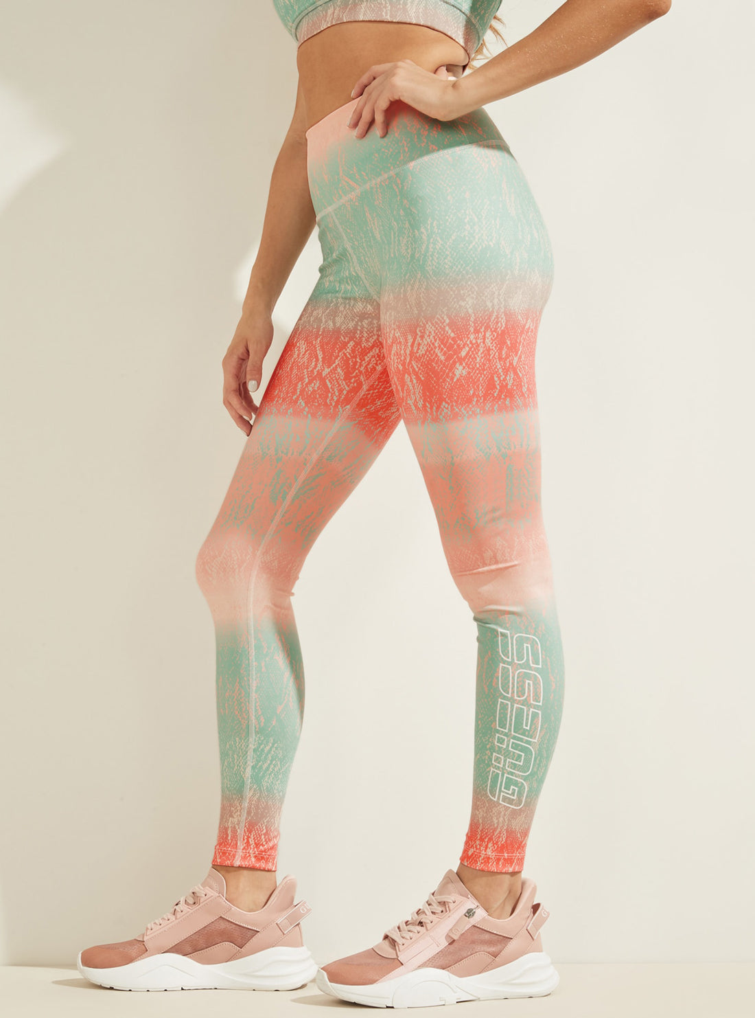 GUESS Womens  Eco Multi Python Corrine Active Leggings V2RB20MC049 Side View