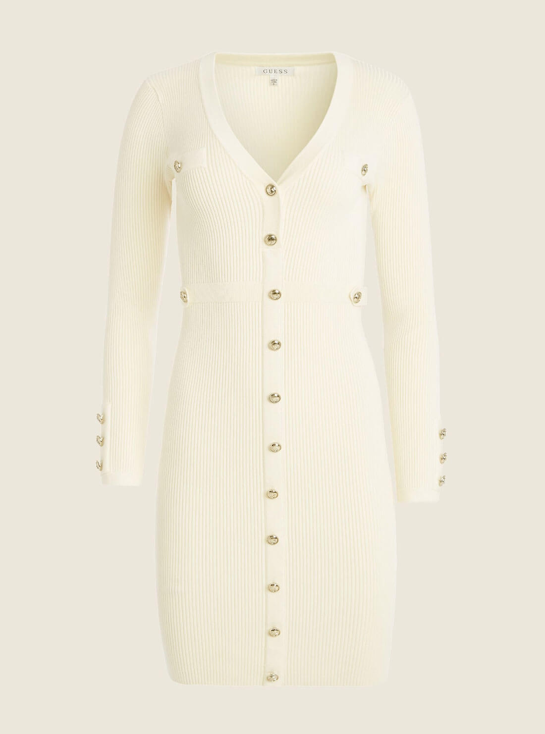 GUESS Womens Eco White Katia Knit Mini Dress W2GK34Z2YJ2 Ghost Front View