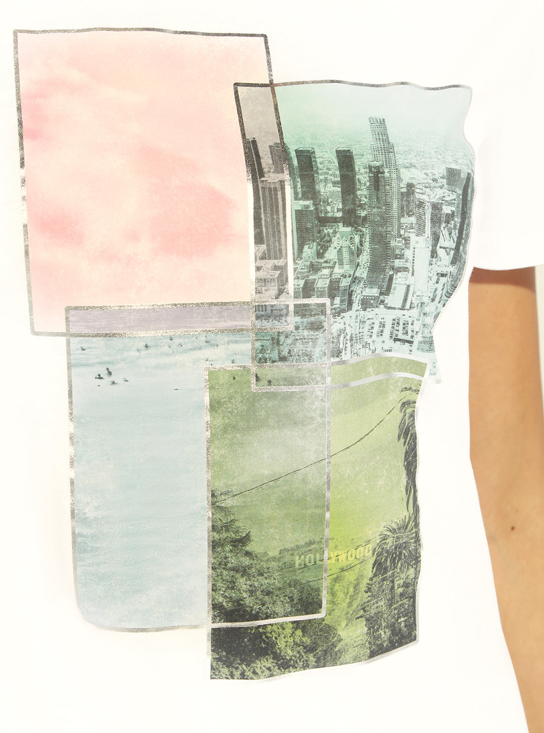 GUESS Womens  Eco White Multi Views Of Cali T-Shirt W2GI47K9RM1 Front Detail View