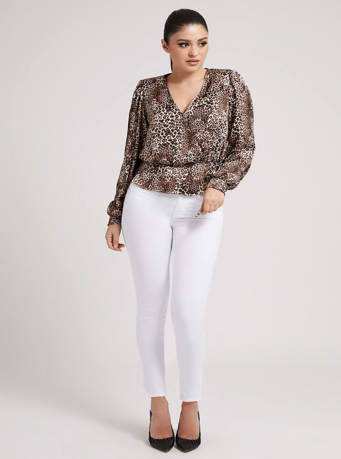 GUESS Womens Eco Leopard Piper Top W2RH11WEDU2 Full View