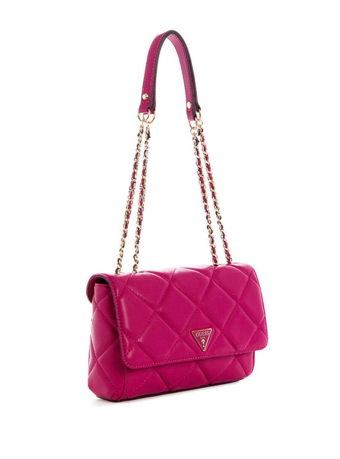 GUESS Womens Fuchsia Pink Cessily Convertible Crossbody Bag QG767921 Front Side View