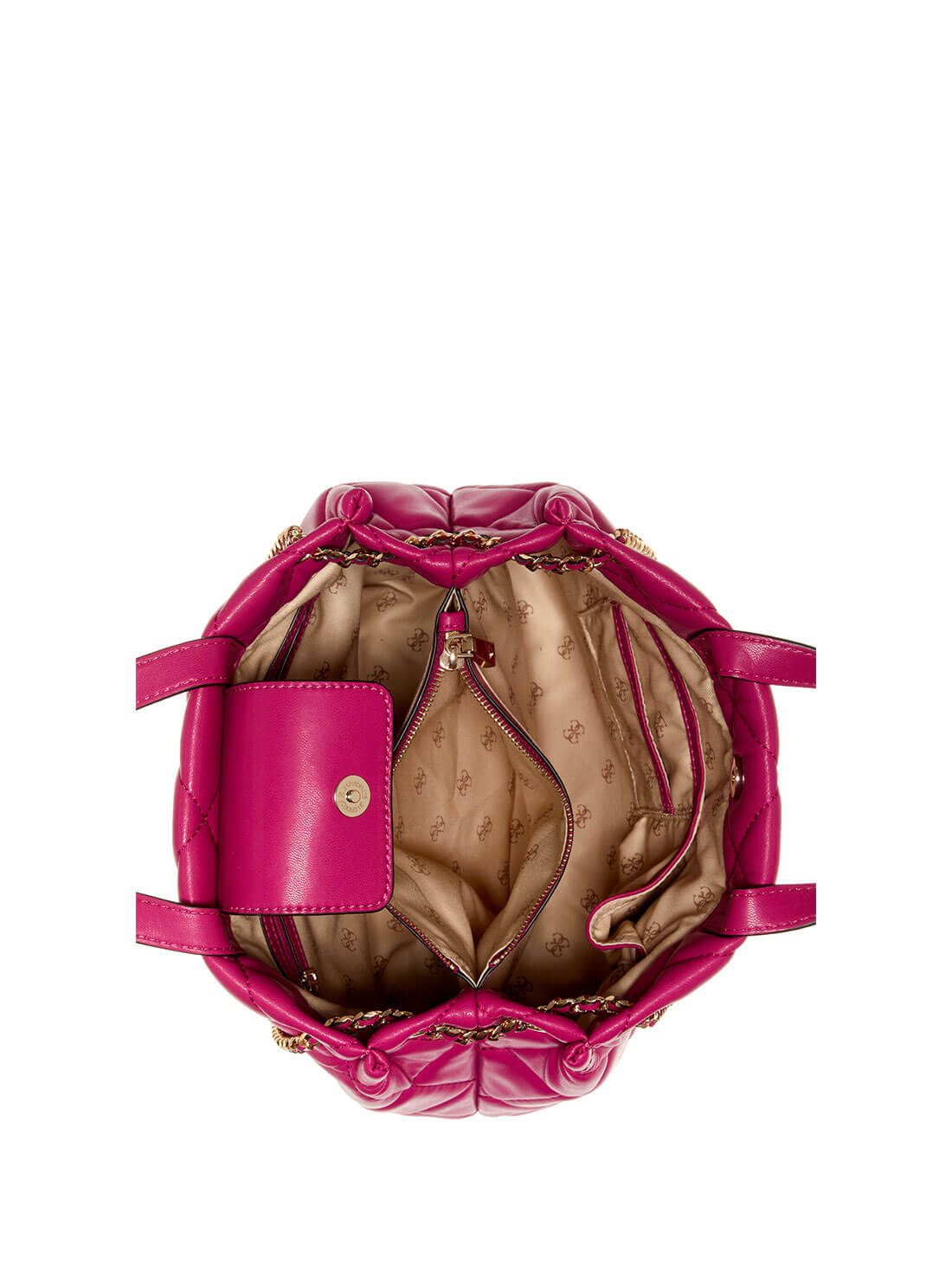 GUESS Womens Fuchsia Pink Cessily Girlfriend Shopper Satchel QG767924 Inside View