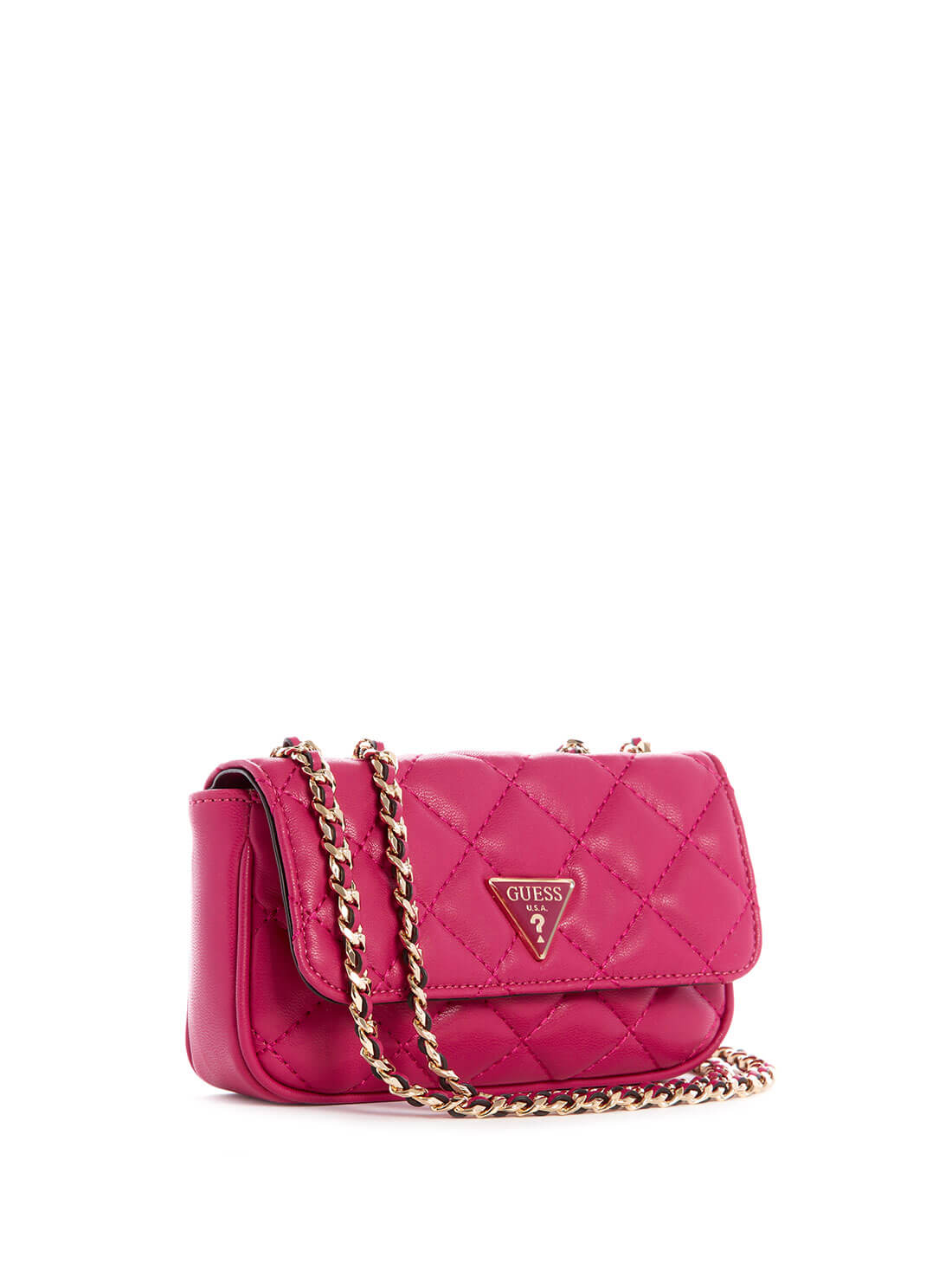 GUESS Womens Fuchsia Pink Cessily Micro Mini Crossbody Bag QG767978 Front Side View