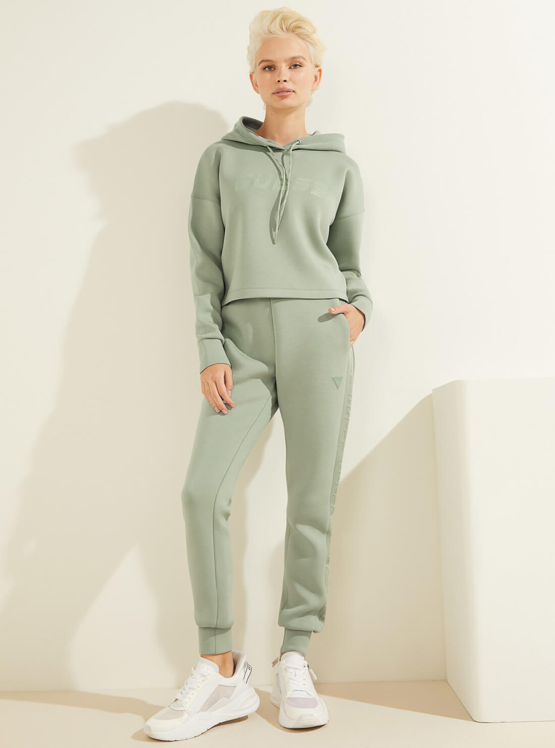 GUESS Womens  Eco Green Allie Active Scuba Jogger Pants V2RB02KAMN2 Full View