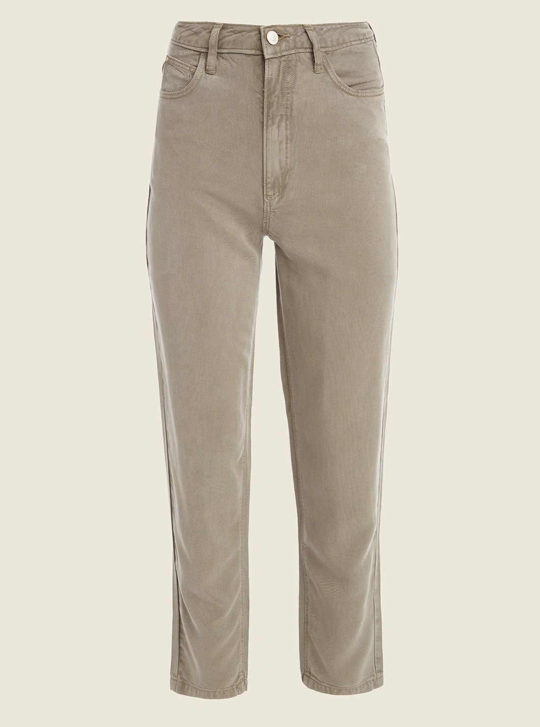 GUESS Womens Eco High-Rise Straight Leg Denim Mom Jeans in Green Khaki W2GA21WDP85 Ghost Front View