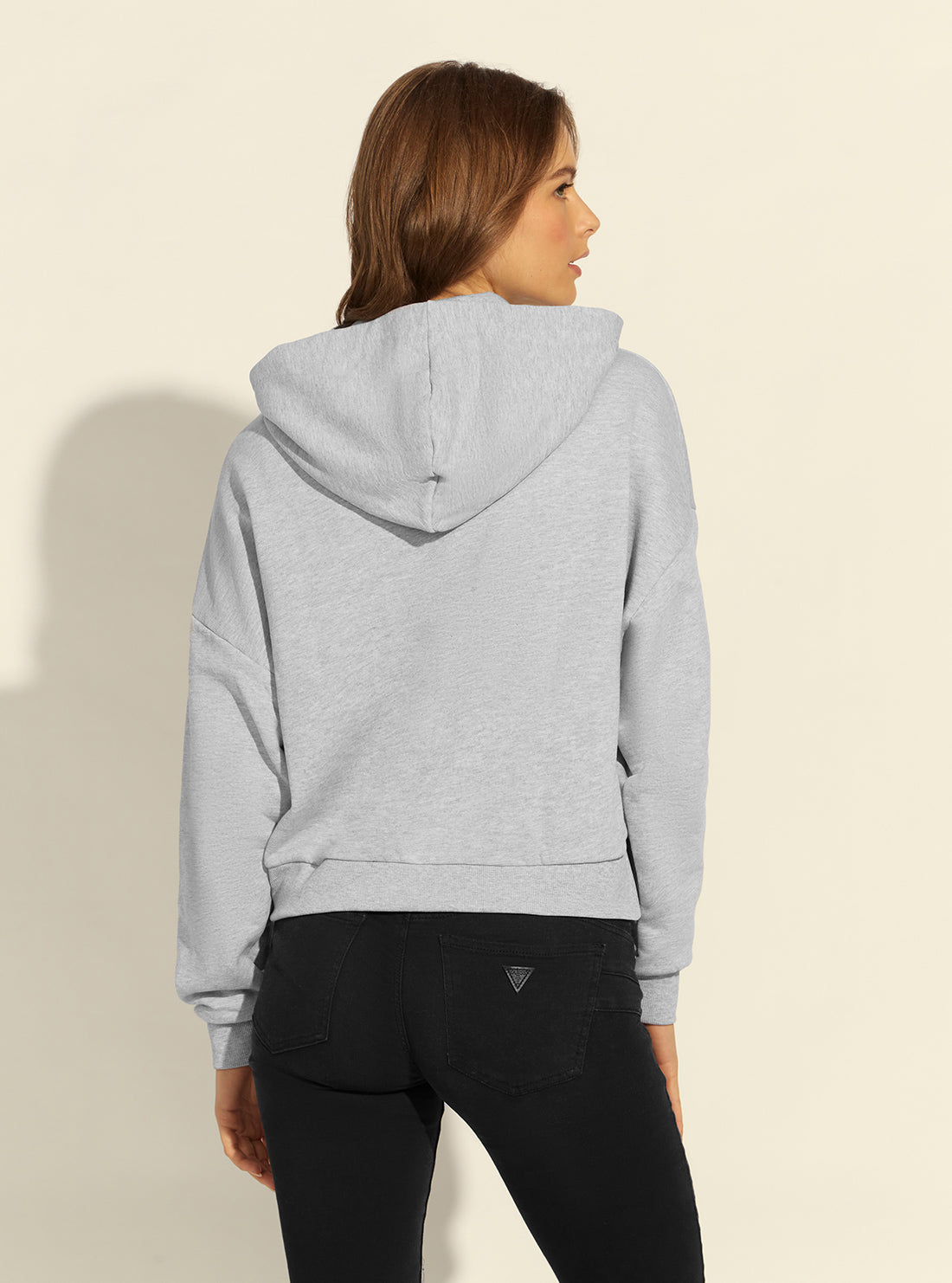 GUESS Womens Grey Iconic Logo Hoodie Jumper W2RQ07K68I0 Back View
