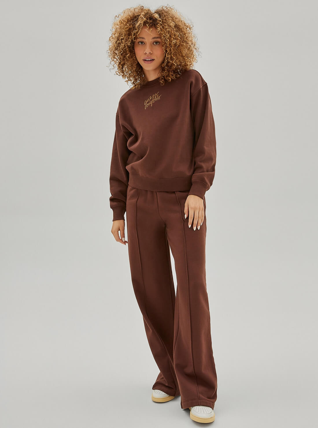 GUESS Womens Guess Originals Brown Alanis Pullover Jumper W1RQ01K9YH5 Full View