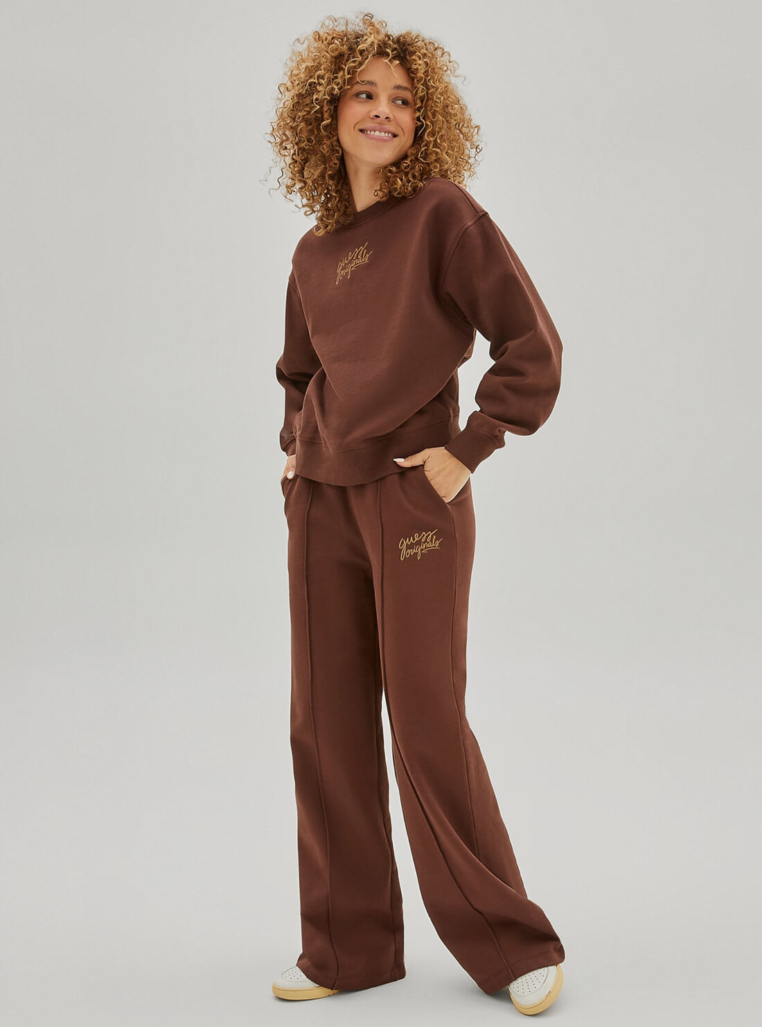 GUESS Womens Guess Originals Brown Alanis Trackpants W1RQ01K9YH4 Full View