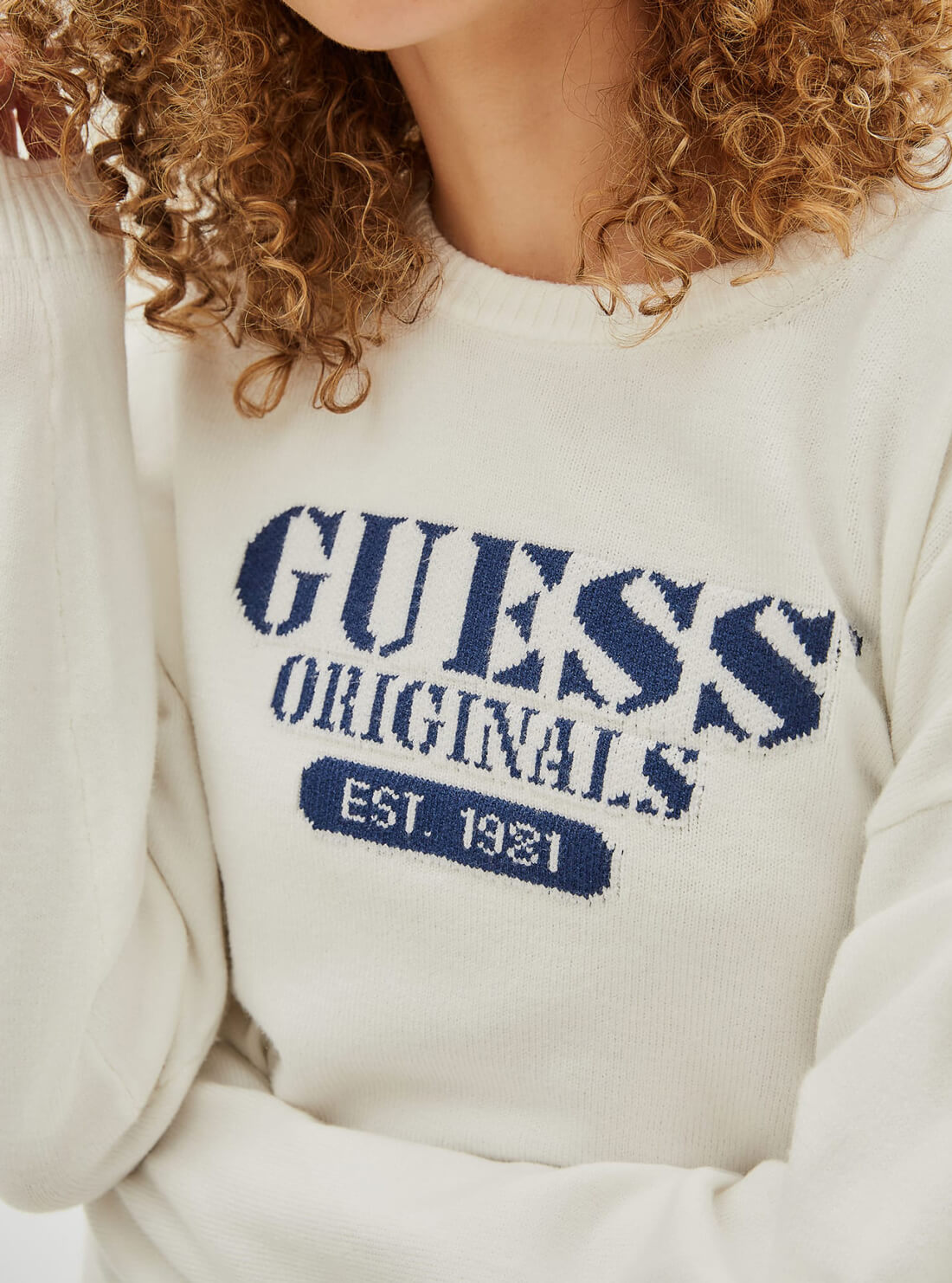 GUESS Womens Guess Originals White Gia Jumper W1RR40Z2K31 Detail View