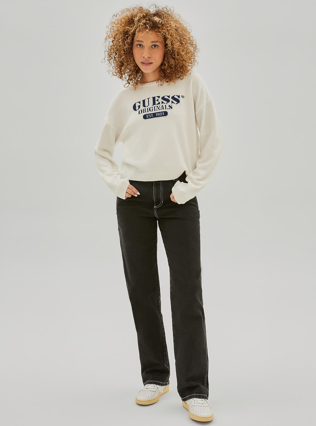 GUESS Womens Guess Originals White Gia Jumper W1RR40Z2K31 Full View