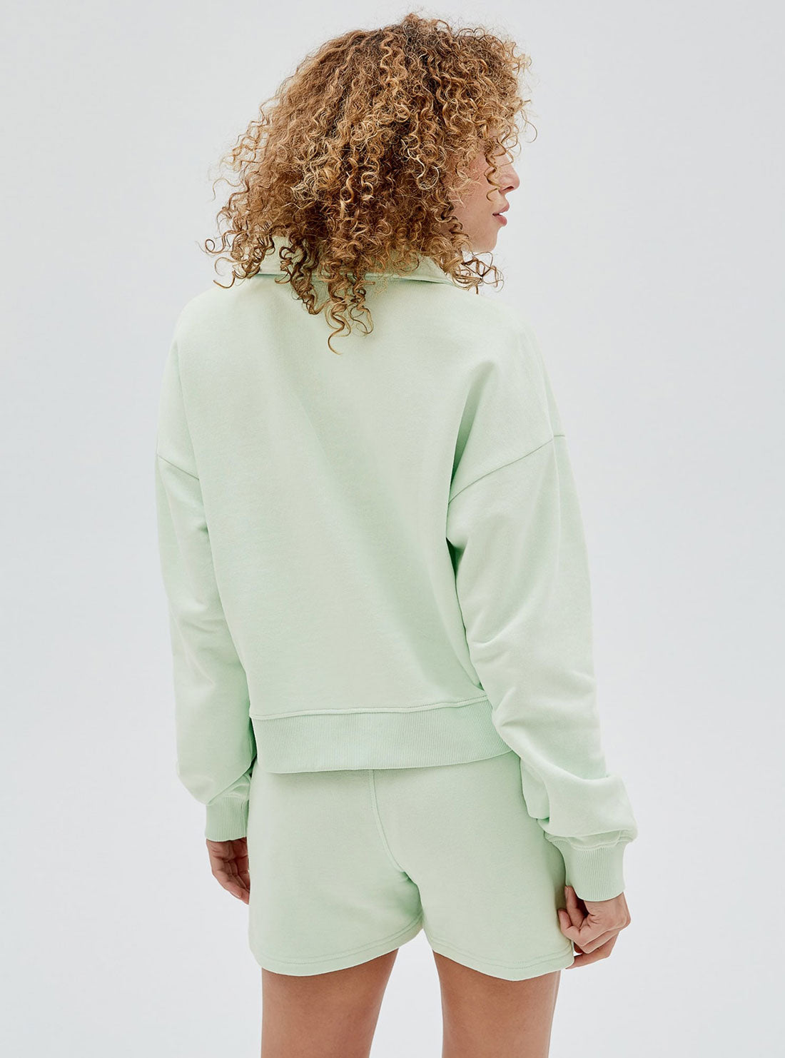 GUESS Womens Guess Originals Guess Originals Mint Green Sawyer Polo Jumper W2GQ08K9YI1 Back View