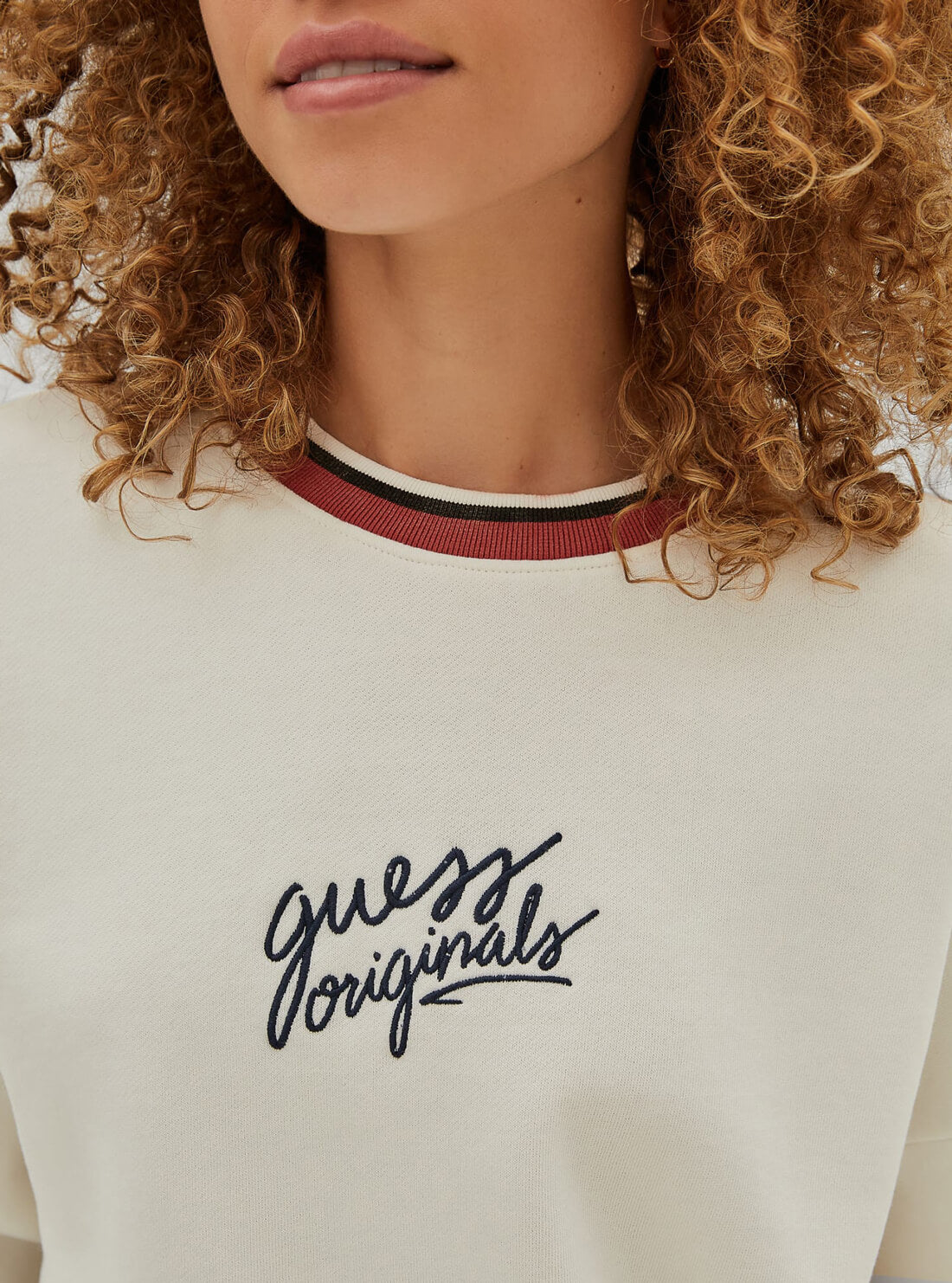 GUESS Womens Guess Originals White Multi Rylee Pullover Jumper W1RP30K9Y40 Detail View
