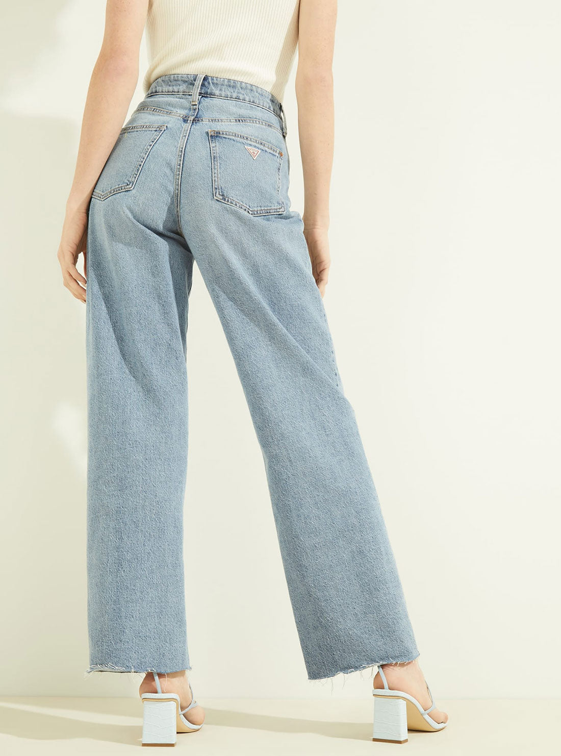 GUESS Womens High-Rise Relaxed Fit 90s Boyfriend Denim Jeans In Acid Wash W2GA60D4K31 Back View