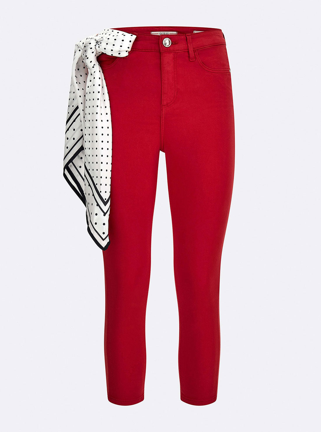 GUESS Womens High-Rise Skinny Fit 1981 Capri Denim Jeans In Rugby Red Wash W2GA74W77RE Front Ghost  View