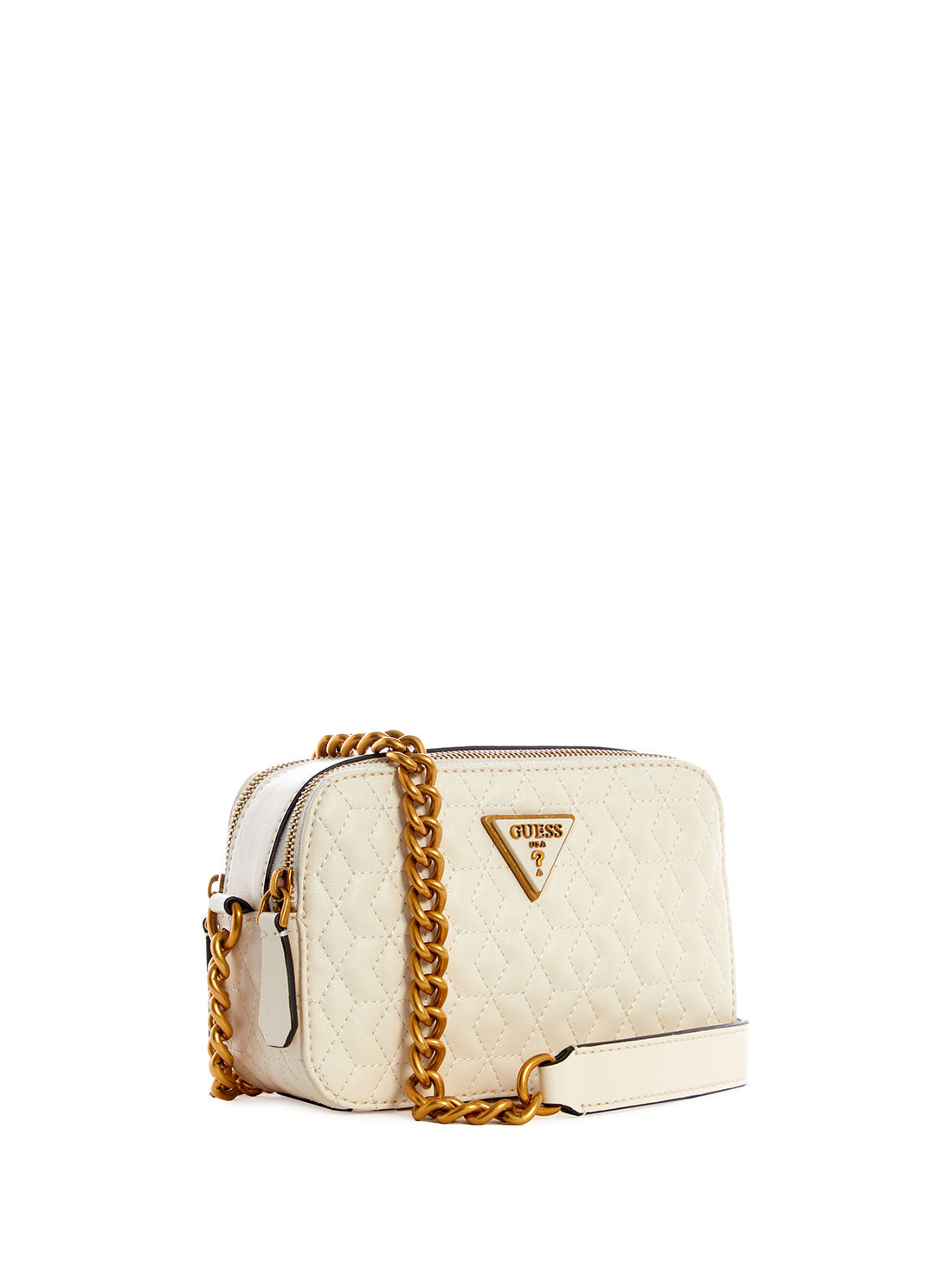 GUESS Womens White Quilted Noelle Crossbody Camera Bag DB787914 Side View
