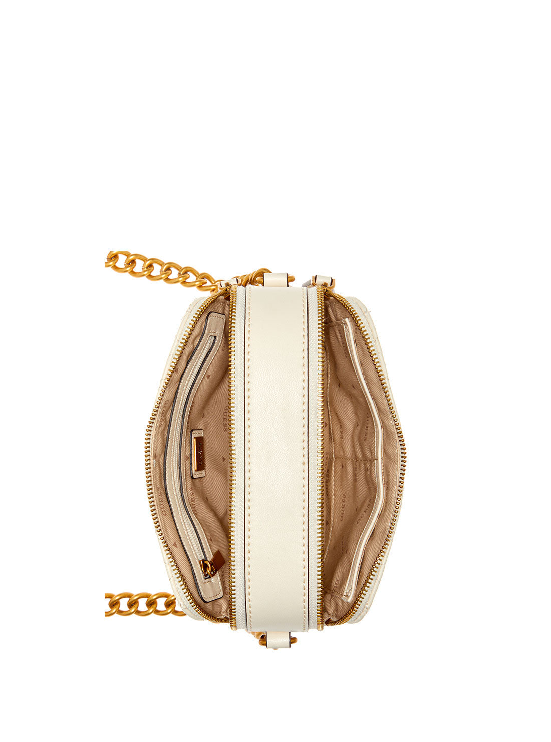 GUESS Womens White Quilted Noelle Crossbody Camera Bag DB787914 Inside View
