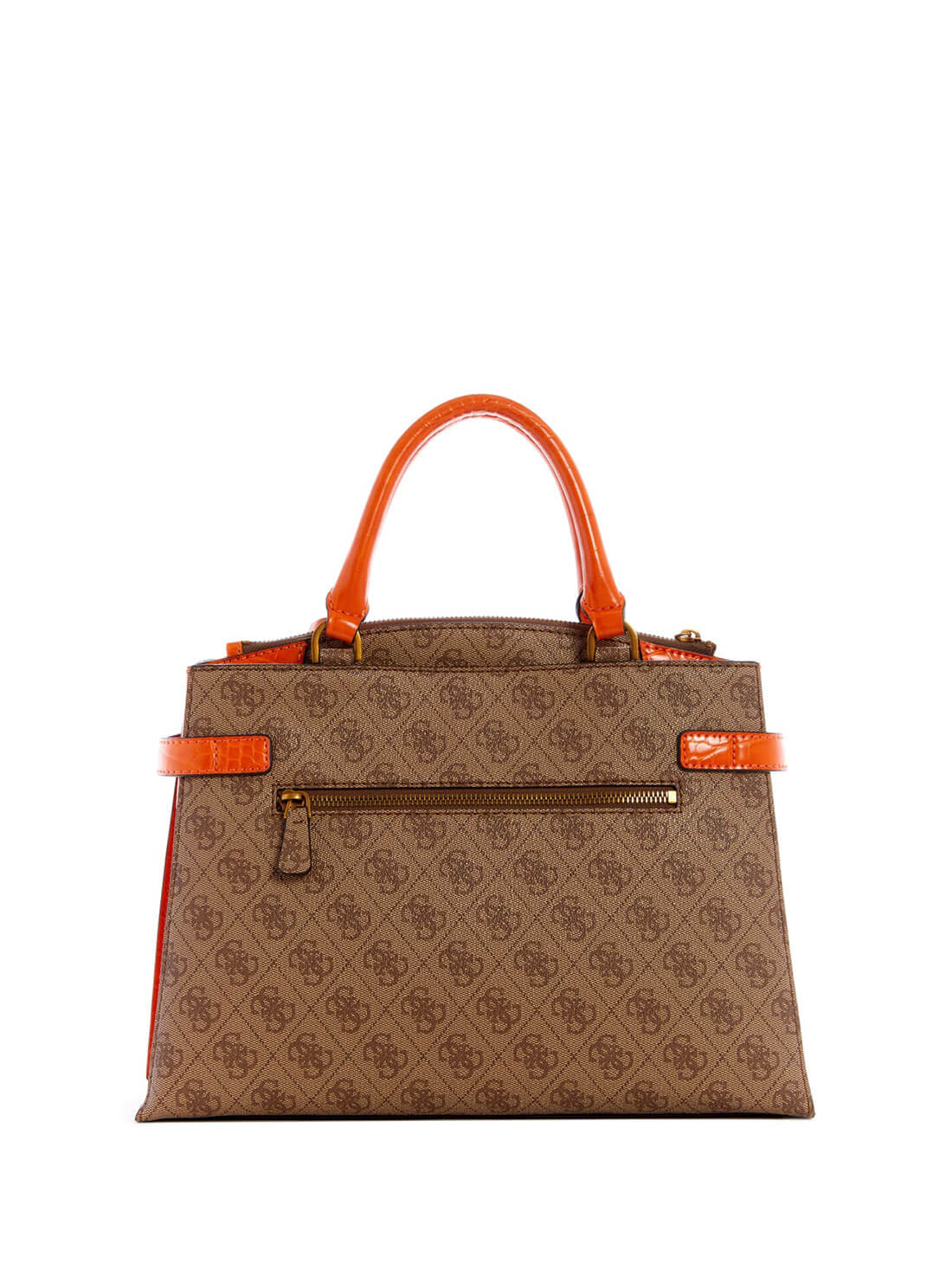 GUESS Womens Brown Orange Zadie Logo Girlfriend Satchel SB839606 Back View