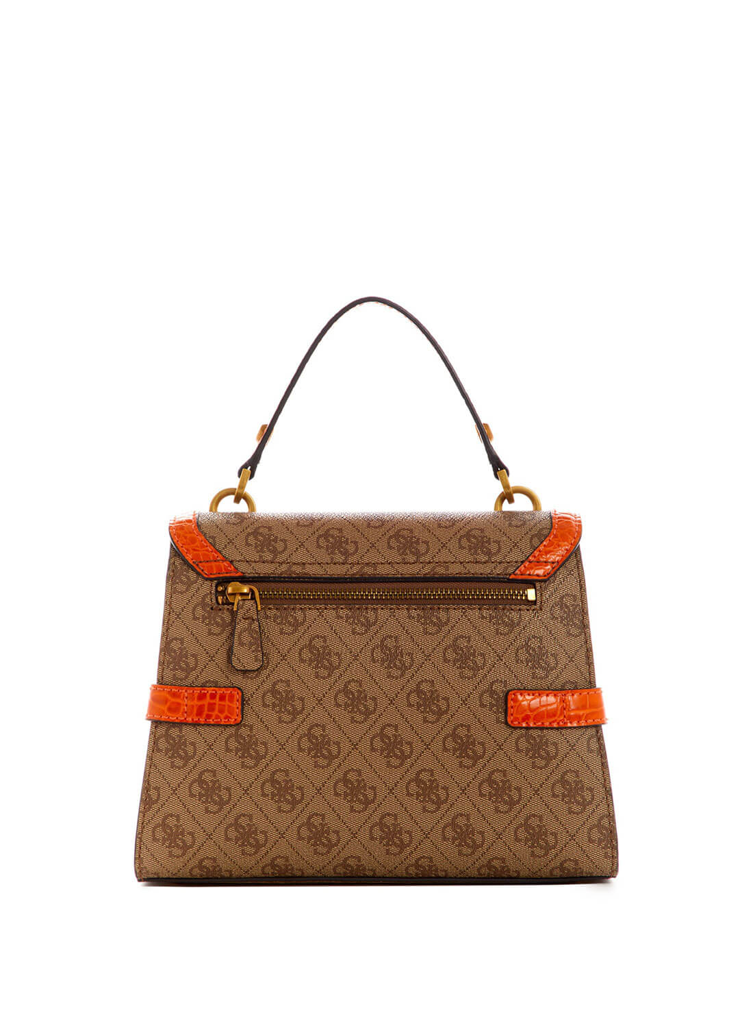 GUESS Womens Brown Orange Zadie Logo Satchel SB839620 Back View