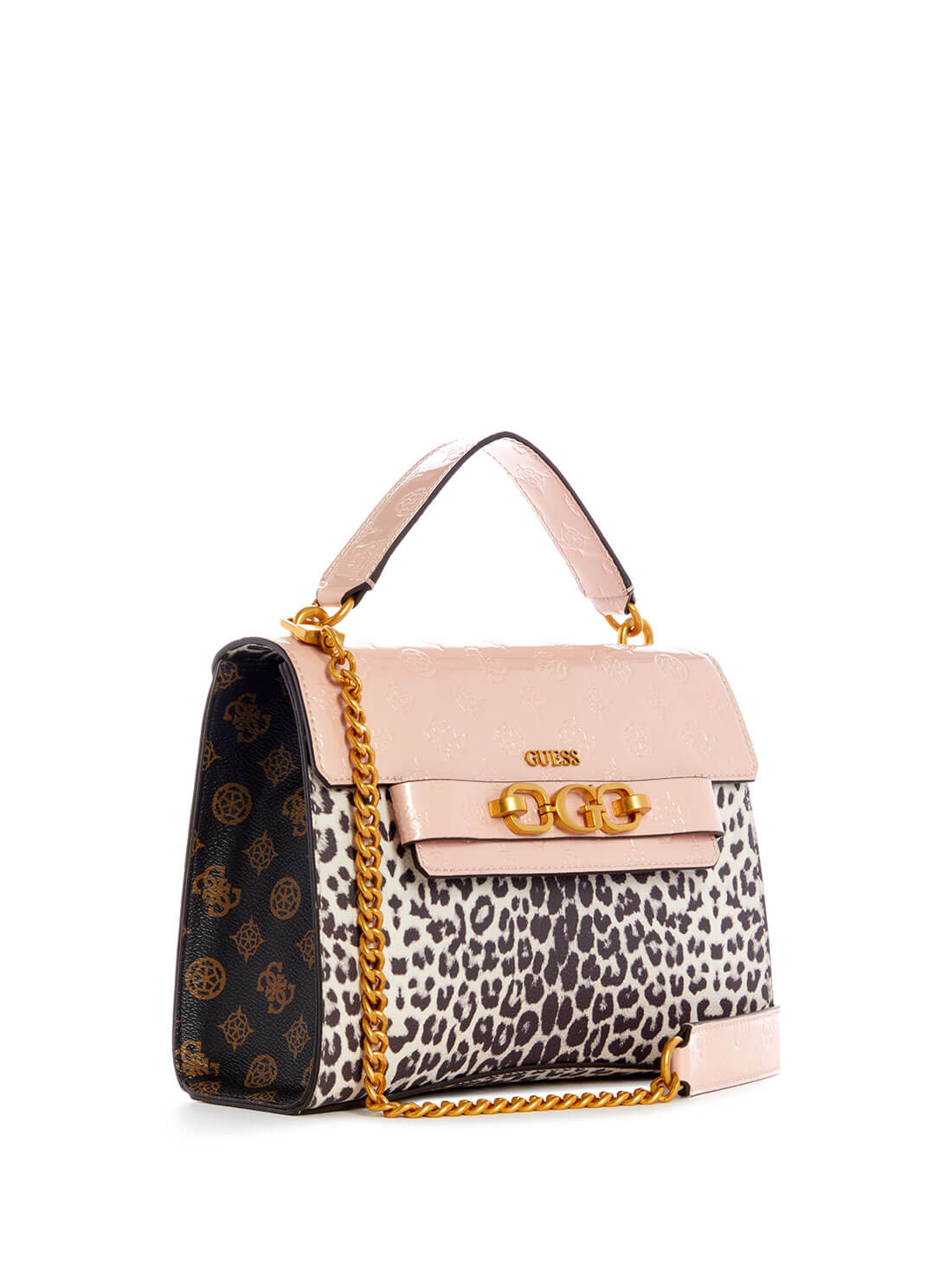 GUESS Women's Print Leopard Zira Crossbody Bag LA848420 Front Side View