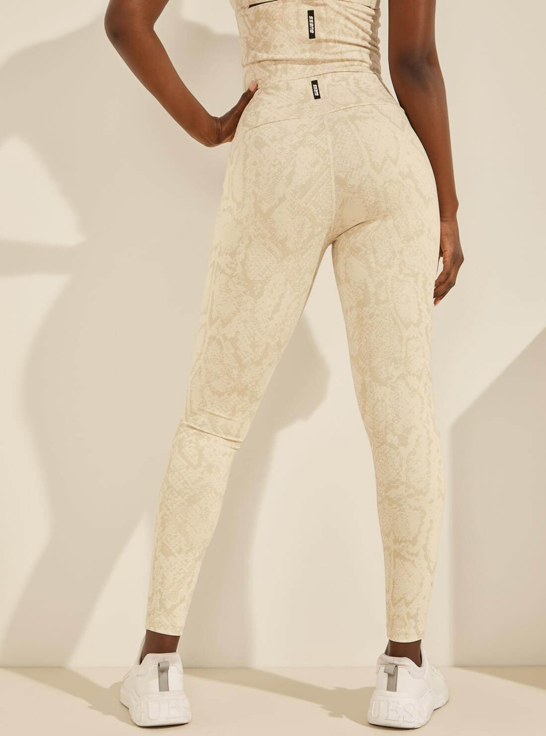 GUESS Womens  Beige Python Print Erin Active Leggings O1BA44MC04N Back View
