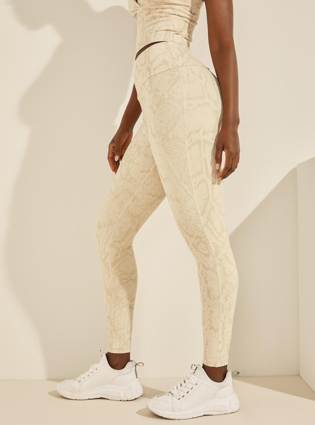 GUESS Womens  Beige Python Print Erin Active Leggings O1BA44MC04N Side View