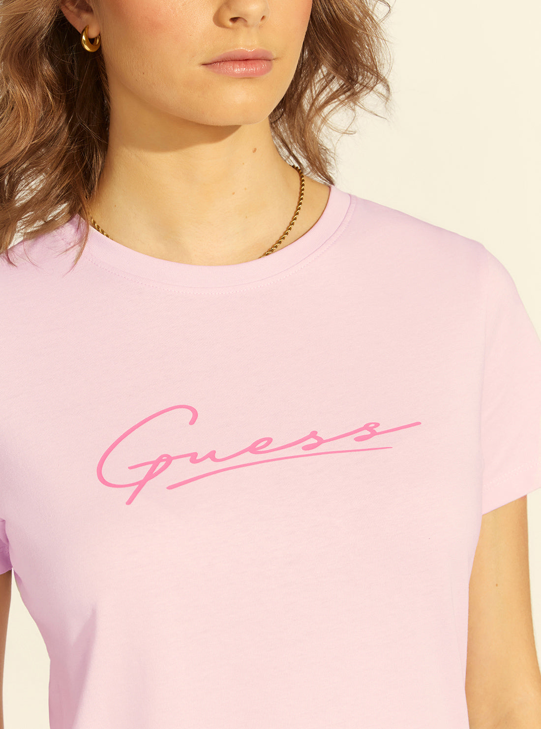 GUESS Womens  Light Pink Anne Logo T-Shirt V2RI11I3Z11 Detail View