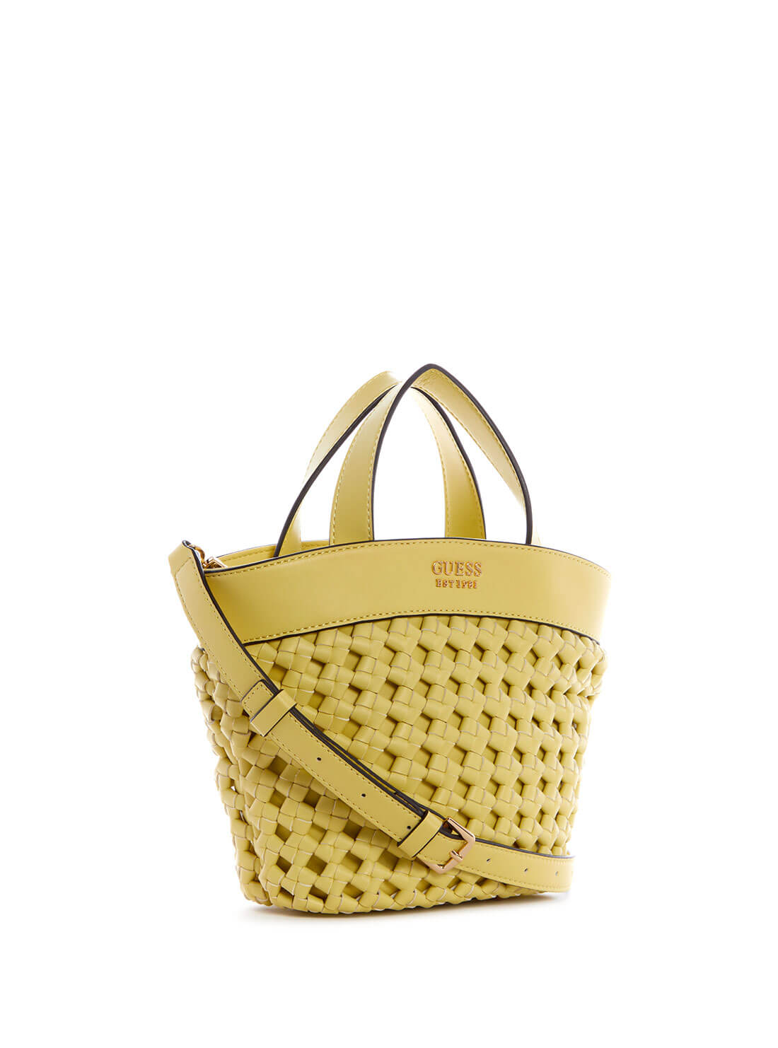 GUESS Womens Yellow Sicilia Mini Tote Bag WG849075 Front Side View
