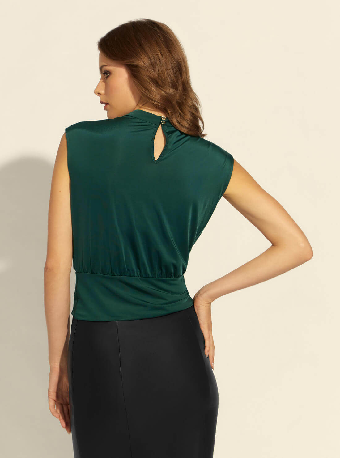 GUESS Women's Marciano Green Celine Cut-Out Top 2RGP046262Z Back View