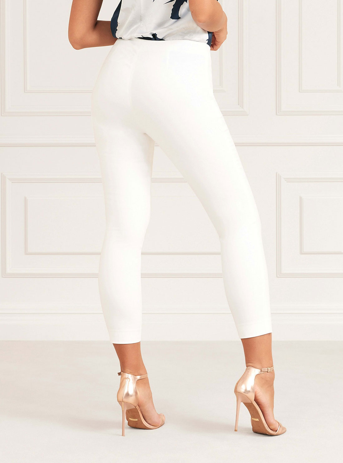 GUESS Women's Marciano White Elle High Waist Pants 2GGB127246Z Back View